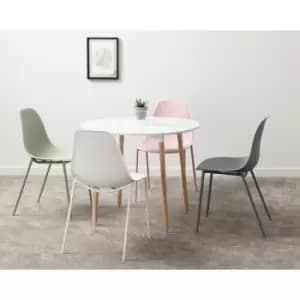 Seconique - Lindon White Dining Table & 4 Green Chairs Set