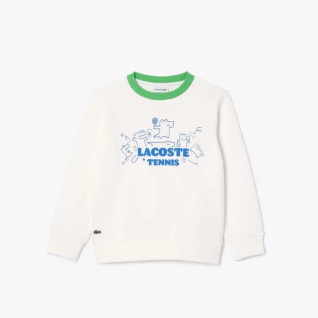 Lacoste Fleece Crewneck Print Sweatshirt Cream male 2