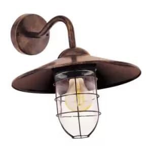 IP44 Outdoor Wall Light Antique Copper Shade Fisherman Lamp 1 x 60W E27 Bulb