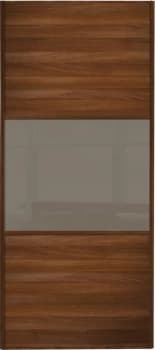 Wickes Sliding Wardrobe Door Wideline Walnut Panel and Cappuccino Glass - 2220 x 610mm