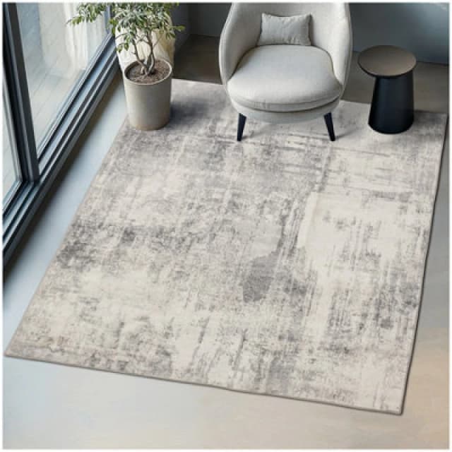 Tectake Washable Rug Nadira - Different Sizes, Abstract Pattern, Synthetic Wool And Felt, Non-Slip 200 X 274cm - Beige/grey