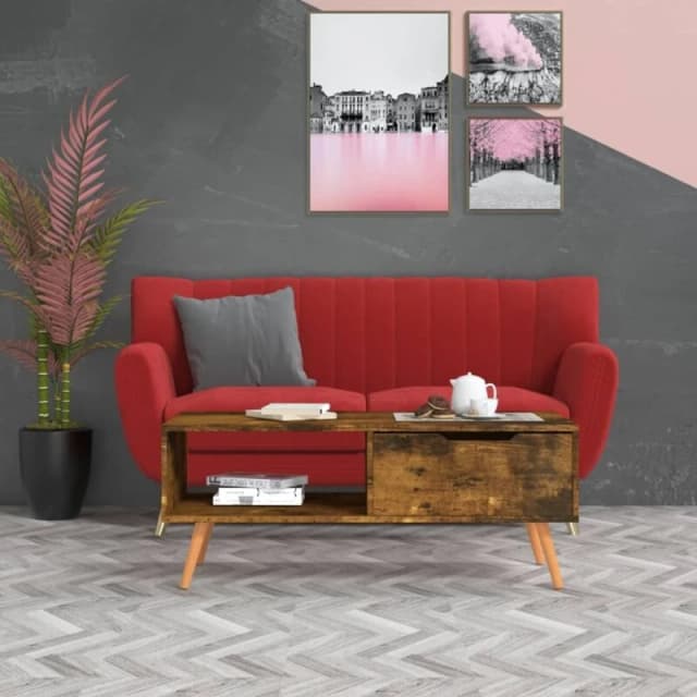 VIDAXL Coffee Table Smoked Oak 100x49.5x43cm Engineered Wood Vidaxl 8720286343920