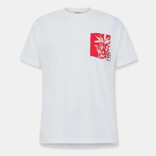 Replay Mens Hawaiian Pocket T-Shirt White male S