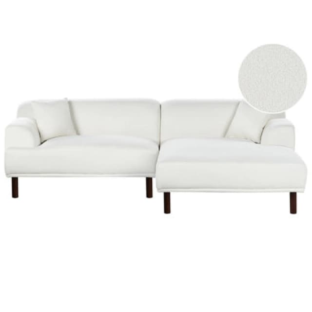 Beliani Corner Sofa 3 Seater Holt Boucle White Left Hand