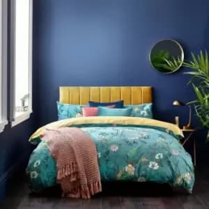 Furn Kasumi Floral Duvet Cover Set (King) (Mineral Blue) - Mineral Blue