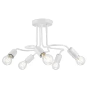 Charlie Multi Arm Semi Flush Ceiling Light White, 5x E27