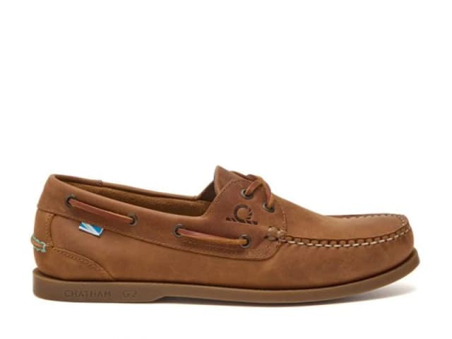 CHATHAM MARINE Mens The Deck II G2 - Premium Leather Boat Shoes in Walnut Size: 9 Walnut Male 9