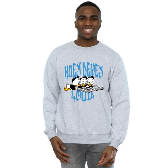 Disney Men Huey Dewey Louie Reading Sweatshirt in Grey Size: Small Grey S Male 5063376475341
