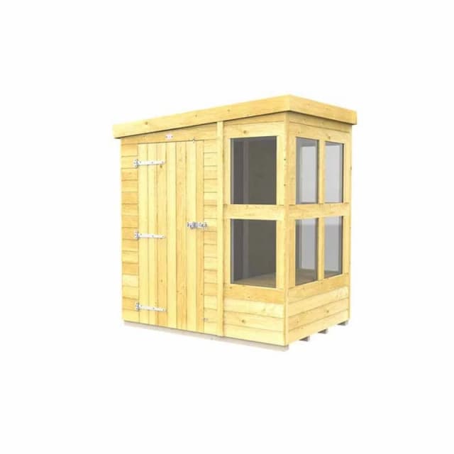 Buttercup Farm 6ft x 4ft Pent Potting Shed - Wood - L118 x W185 x H201cm in Brown Brown Unisex