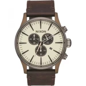 Mens Nixon The Sentry Chrono Leather Chronograph Watch