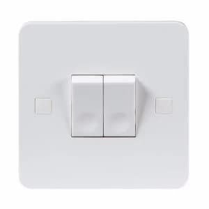 KnightsBridge Pure 9mm 10A White 2G Twin 2 Way 230V Electric Wall Plate Switch