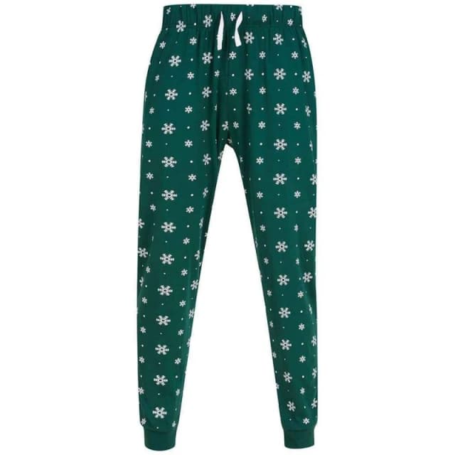 SF Mens Snowflake Cuffed Lounge Pants in Bottle Green Size: XS Bottle Green Male XS