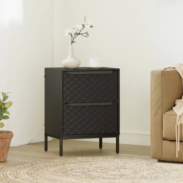 HOMCOM Chest of Drawers, 2 Fabric Drawer Dresser, Aluminium Handles in Black Size: Small Black Unisex S
