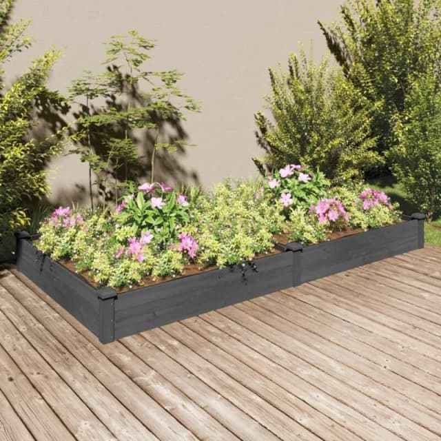VIDAXL Garden Raised Bed with Liner Grey 240x120x25cm Solid Wood Fir Vidaxl 8720845824310