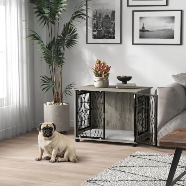 PawHut Pawhut - Dog Crate Furniture End Table w/ Cushion for Dogs 80L x 56W x 63Hcm 5056725542047