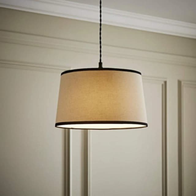 ValueLights ValueLights Aspen Linen Black Trim Edge Tapered Easy Fit Pendant Lamp Shade in Off White Size: Medium Off White Medium Unisex 5016529273