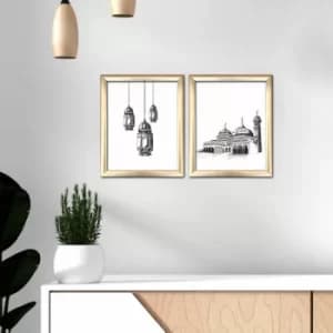 2ACT-004 Multicolor Decorative Framed MDF Painting (2 Pieces)