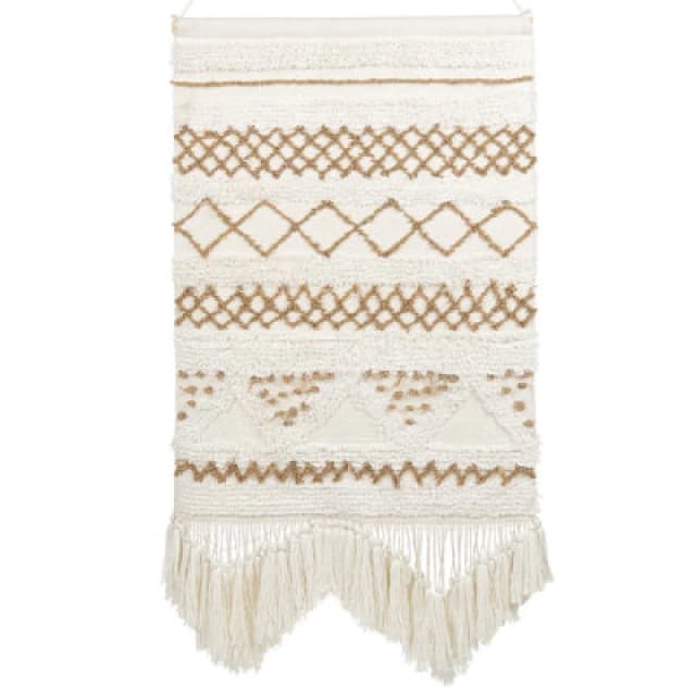 Beliani Fabric Wall Hanging Bazdan Cotton 107cm Beige