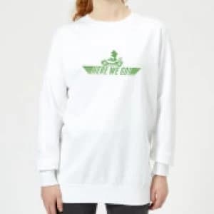 Nintendo Mario Kart Here We Go Luigi Womens Sweatshirt - White - M