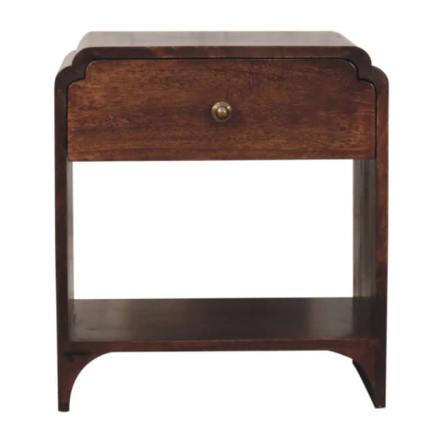 Artisan Furniture Artisan Furniture Solid Wood California Walnut Newton Bedside, 1 Drawer and Open Shelf, Dark Brown