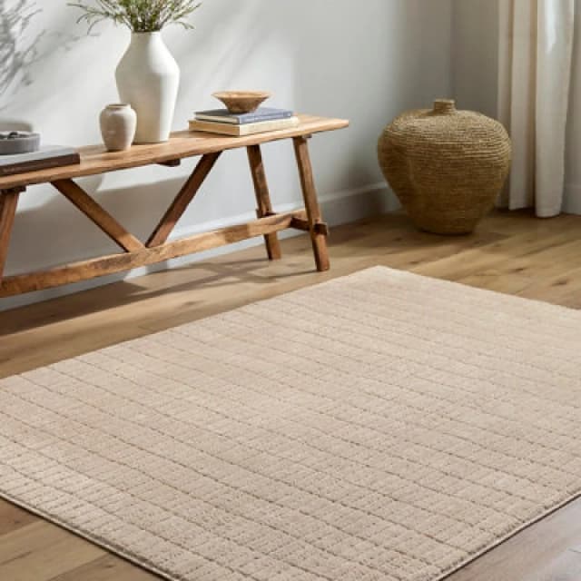 Our Pnw Home X Livabliss Scandi High Pile Light Beige Cascade Area Rug 200 X 275cm - Easy Care, Ideal For Living Room & Bedroom