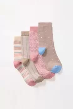 4 Pack Comfort Top Patterned Socks