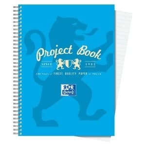 Oxford A5 Campus 200 Pages 90gsm Wirebound 2 Hole Punched Ruled Margin Perforated Card Cover Project Book Assorted Colours Pack of 5