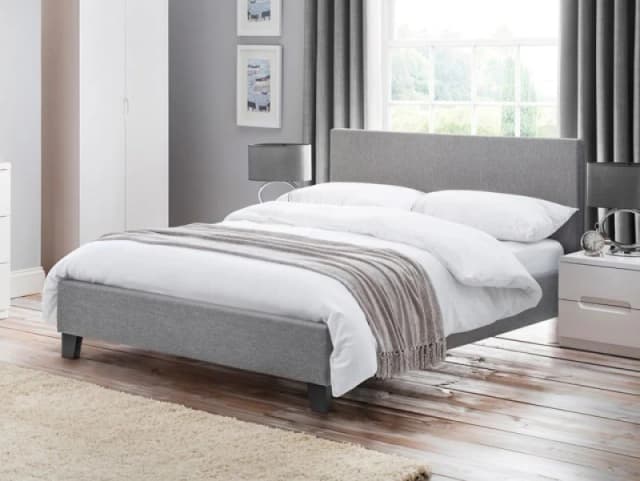 Julian Bowen Rialto 4ft Small Double Grey Linen Fabric Bed Frame