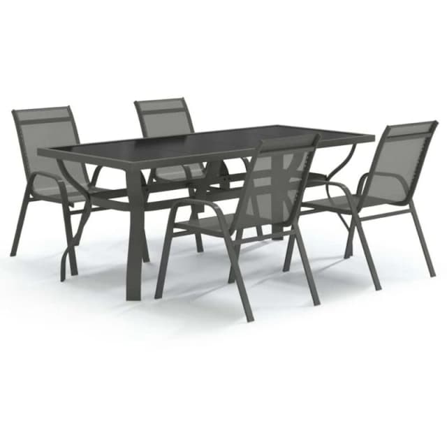 VIDAXL 5 Piece Garden Dining Set Grey and Black Vidaxl 8720286980750
