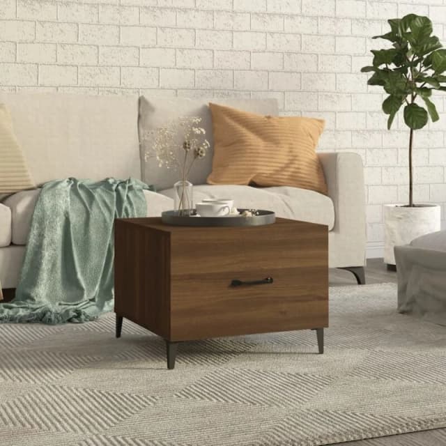 Vidaxl Coffee Table With Metal Legs Brown Oak 50X50X40 Cm, Brown 817541