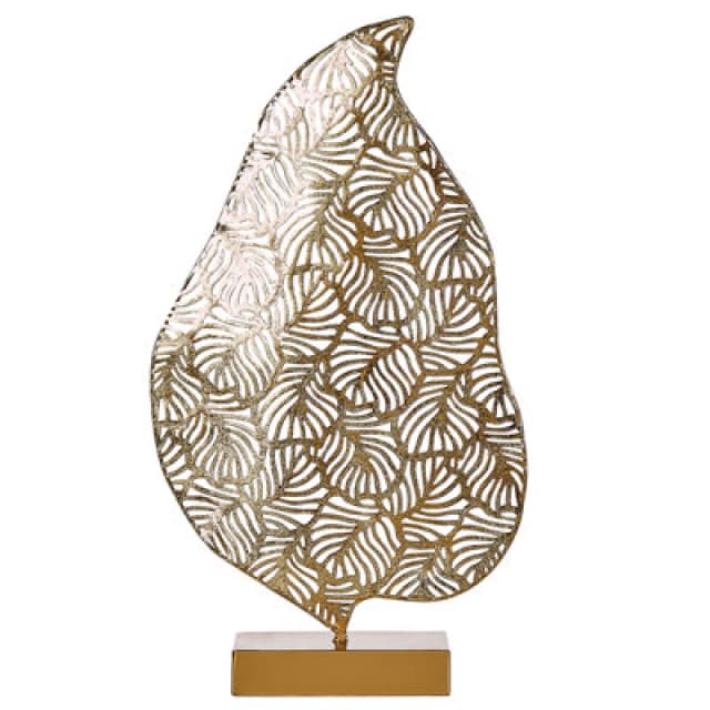 Beliani Figurine Leaf Lithium Metal Gold