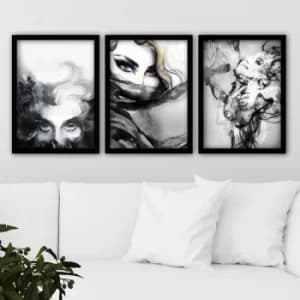 3SC44 Multicolor Decorative Framed Painting (3 Pieces)