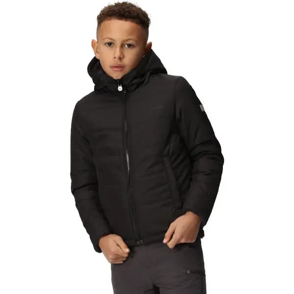 Regatta Boys Kyrell Reversible Borg Jacket 3-4 Years - Chest 55-57cm (Height 98-104cm) Black/Seal Grey RKN142B-28P-3
