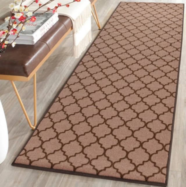 Smart Living Smart Living Trellis Heavy Duty Machine Washable Hallway Kitchen Non Slip Door Mat in Beige Size: 67cm x 120cm Beige 67cm x 120cm Unise
