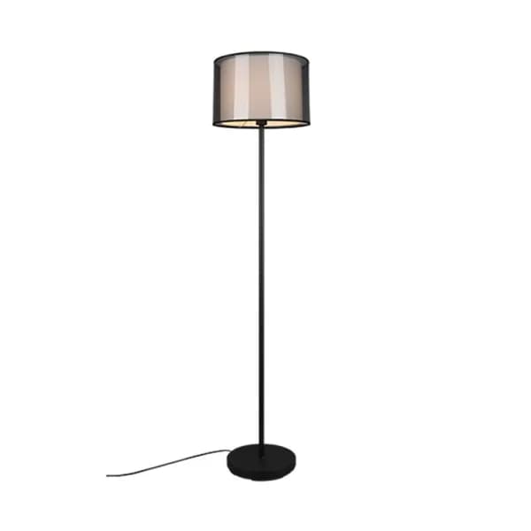 Burton Modern Floor Lamp with Shade Black Matt with Footswitch