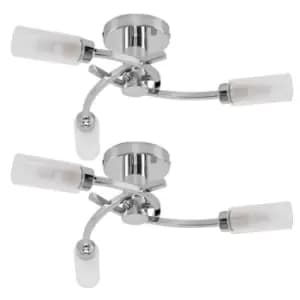Claudia Pair of 3 Way Silver Ceiling Bar Light