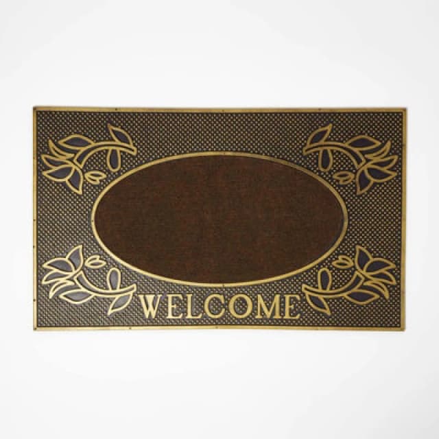 Homescapes Gold 'welcome' Door Mat, 75 X 45 Cm