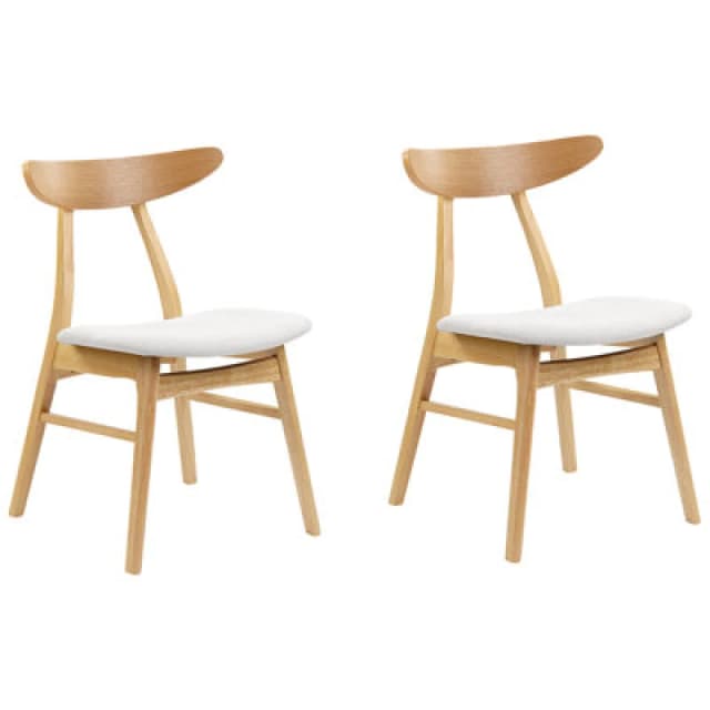 Beliani Set Of 2 Dining Chairs Lynn Wood Light Brown/ Grey