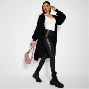 I Saw It First Balloon Sleeve Longline Knitted Cardigan - Black