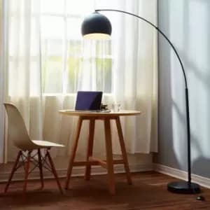 Curved Arquer Floor Lamp Black Shade By Teamson Home Modern Lighting Vn-l00013-UK