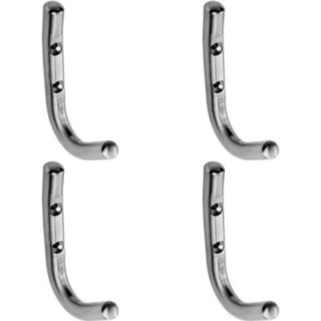 Loops 4x Slimline One Piece Coat Hook 55mm Projection Satin Stainless Steel Metallics
