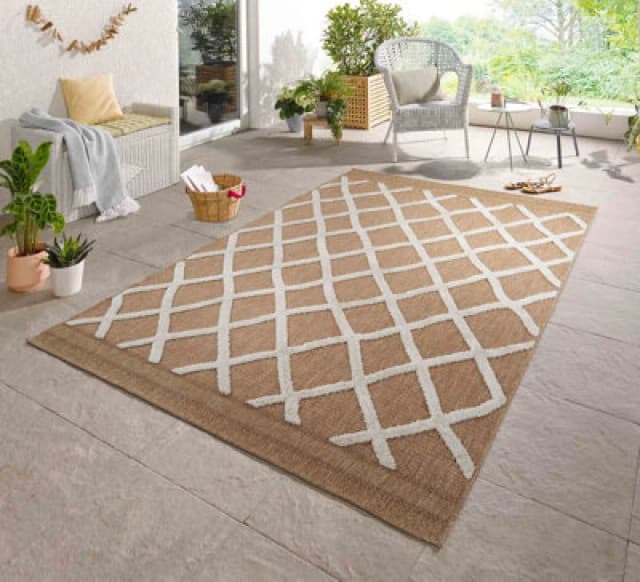 Harper Aztec Pattern Water Resistant Indoor Area Rugs Cream 50X80 Cm