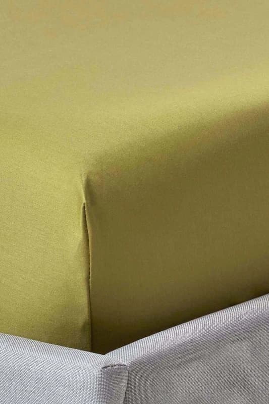 Homescapes Olive Green Deep Fitted Sheet Egyptian Cotton 1000 Tc, Single