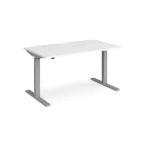 Height Adjustable Desk Rectangular Desk 1400mm White Tops With Silver Frames 800mm Depth Elev8 Mono