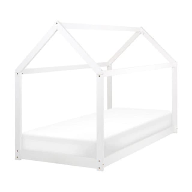 Beliani Kids Bed House Pine Wood Tosse 90 X 200 Cm (Eu Single) White