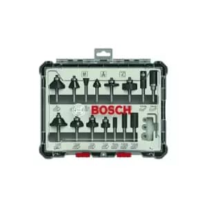 Bosch Professional 15 pcs. Mixed Router Bit Set (for Wood, Ø 6mm Shank, Accessory Router)