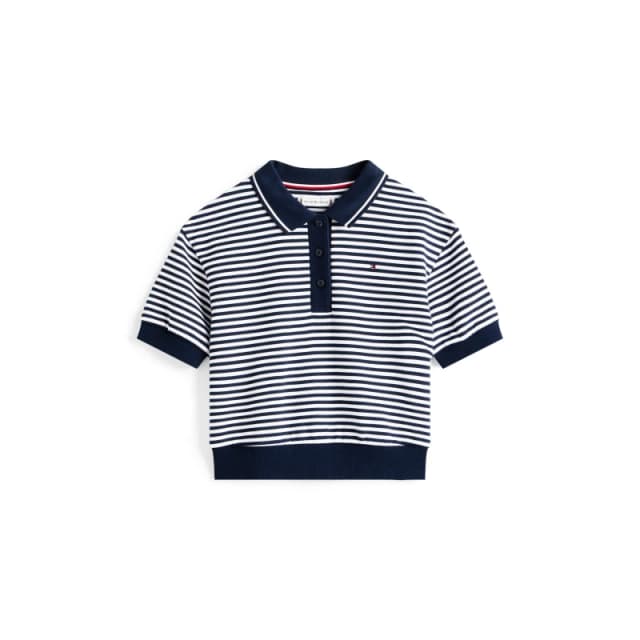 Tommy Hilfiger Kids Striped Short-Sleeve Polo Shirt Night Navy C1G female 10Y