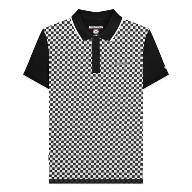 Lambretta Lambretta Men Two Tone All-Over Print Polo Shirt in Jet Black Size: Small Jet Black S Male 5063703654135
