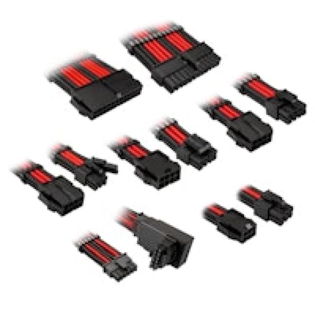 Kolink Core Pro Braided Cable Extension Kit 12VHWPR Type 1 - Jet Black/Racing Red