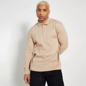 I Saw It First Mens Rib Muscle Fit Polo Shirt - Brown